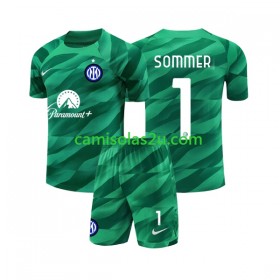 Camisolas de futebol Inter de Milão Sommer 1 Guarda Redes Criança Equipamento Alternativa 2023/24 Manga Curta